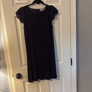 Loft Navy Lace Sleeve Dress